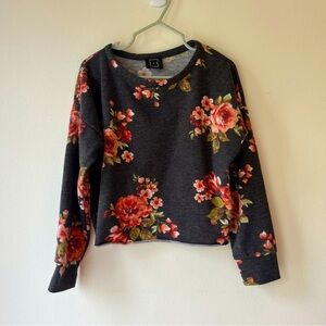 🌼 5/$25 Kids Dark Floral Crop Sweatshirt Cozy Rose Print Pullover Small/Medium